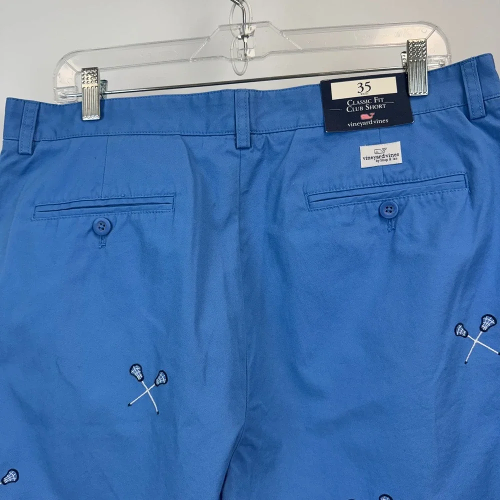 Vineyard Vines Mens 35 Blue Lacrosse Stick Embroidered Classic Club Shorts NWT
